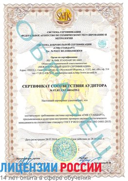 Образец сертификата соответствия аудитора Образец сертификата соответствия аудитора №ST.RU.EXP.00014299-2 Златоуст Сертификат ISO 14001