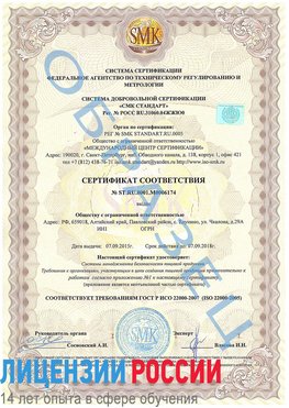 Образец сертификата соответствия Златоуст Сертификат ISO 22000