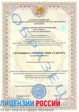 Образец сертификата соответствия аудитора №ST.RU.EXP.00006191-3 Златоуст Сертификат ISO 50001