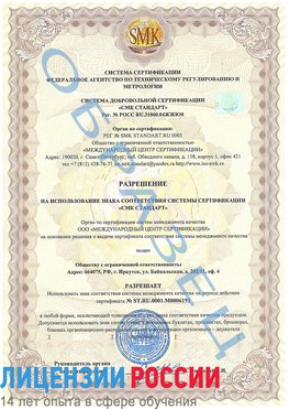 Образец разрешение Златоуст Сертификат ISO 50001